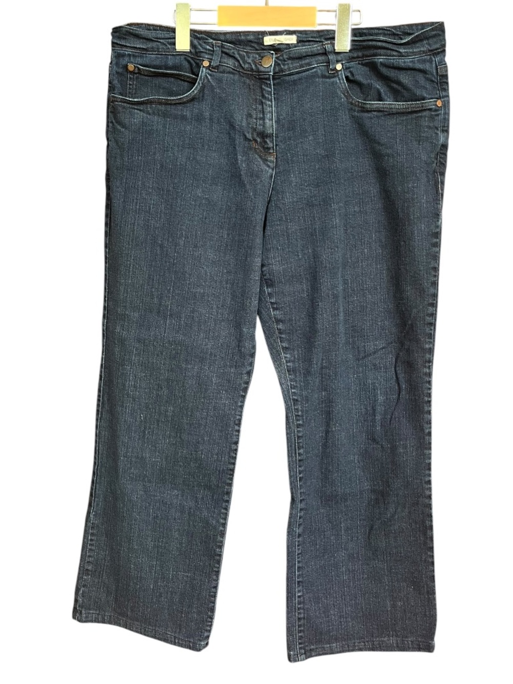 Eileen Fisher Blue Cotton Stretch Denim Mid Rise Straight Leg Jeans Size XL